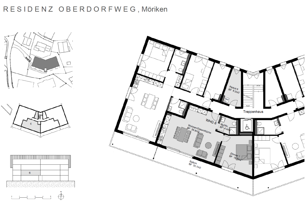 Plan Obergeschoss 2 ½-Zimmer Wohnung 6